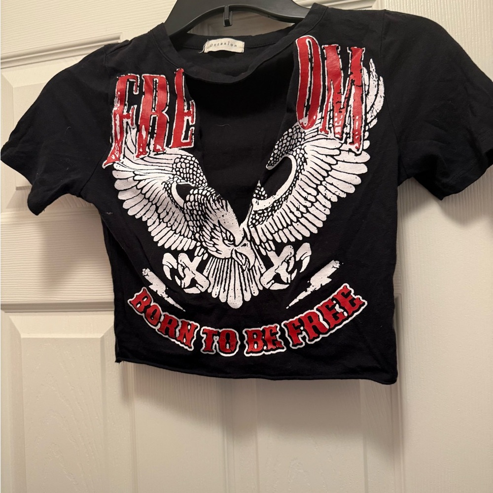Occasion Black Crop Top with Eagle Design